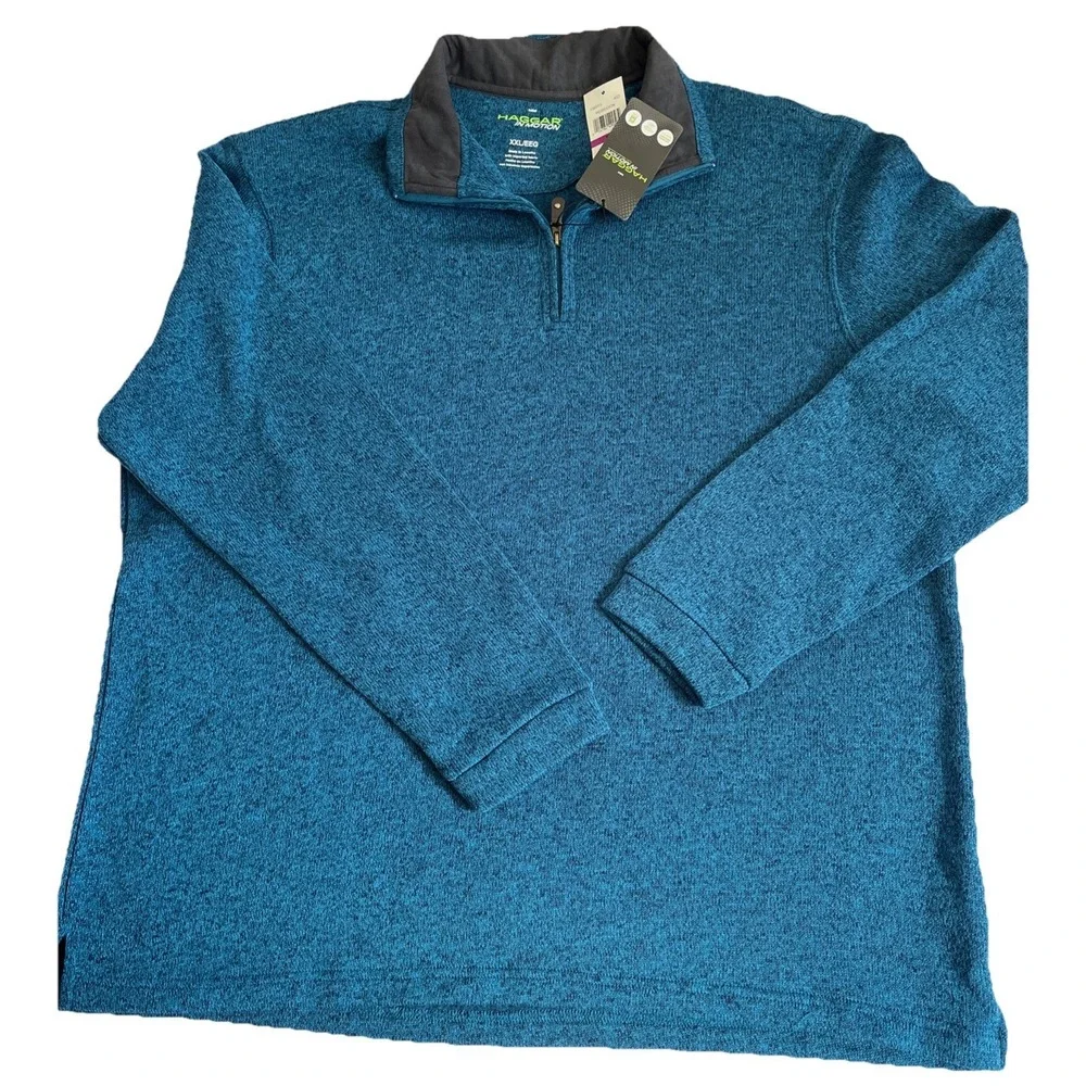 Haggar In Motion Mens Sz XXL 1/4 Zip Pullover‎ Sweater Gray Heather.